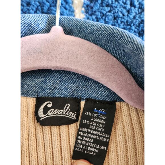 Y2k Cavalini Women's 2 Tone Long Sleeve Top L - Picture 3 of 8